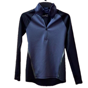 Under Armour coldgear, fitted half zip pullover, black and blue/gray, women’s XS